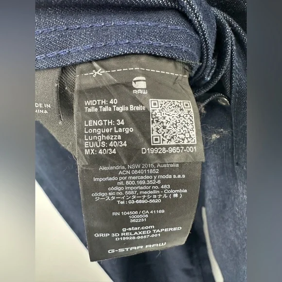G-Star‎ Men’s Grip 3D Relaxed Tapered Jeans Dark Wash Size 40x34 - Picture 6 of 8